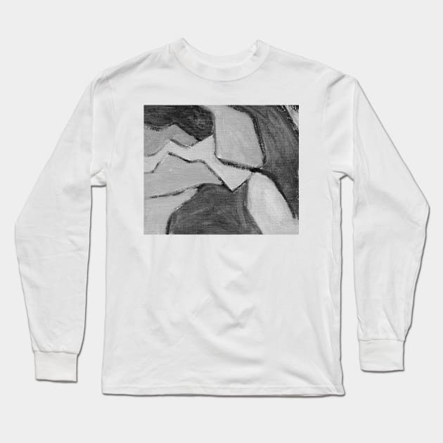 Abstract Fine Art Gray Oil Painting 2c47 Long Sleeve T-Shirt by Go Abstract Art